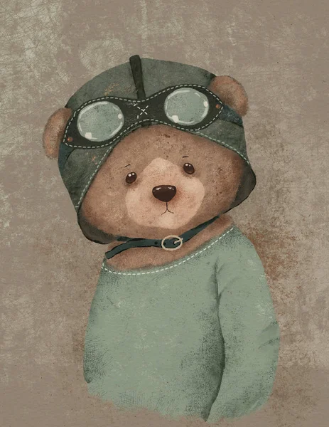 Zeichnung Eines Teddybären Militäruniform Friedenswächter — Stockfoto