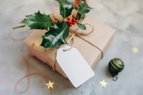 Рождественская Подарочная Коробка Макет Подарка — стоковое фото