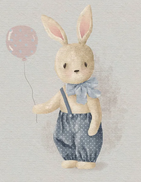挨拶カードや子供部屋招待状のためのかわいい漫画のウサギ — ストック写真