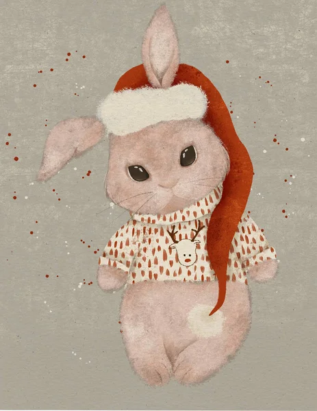 stock image illustration of christmas bunny for kids room or for postcard