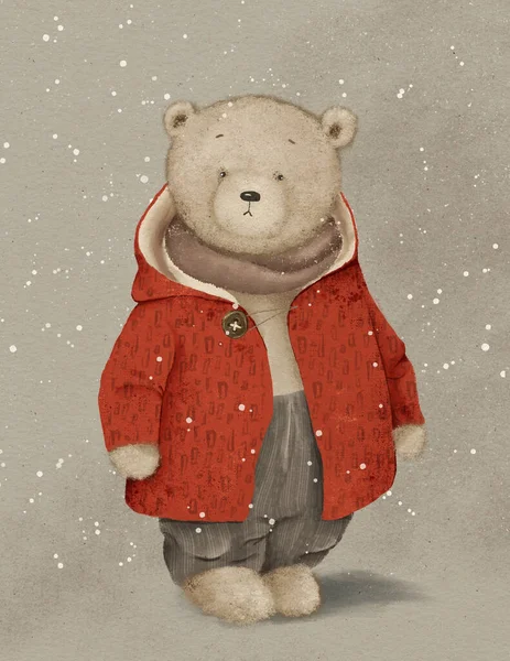 Illustratie Van Een Kerstbeer Voor Een Kinderkamer Voor Een Kaart — Stockfoto