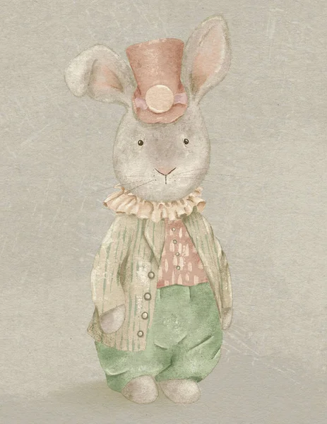 Cartone Animato Coniglietto Carino Biglietto Auguri Camera Dei Bambini Invito — Foto Stock