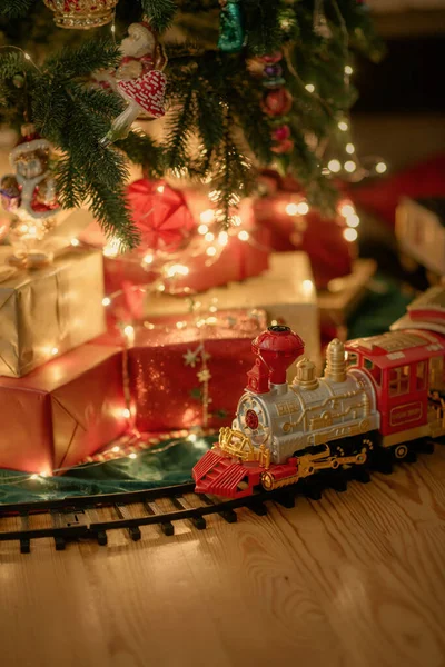 Decoração Interiores Natal Cores Clássicas Vermelho Verde Estilo Vintage Natal — Fotografia de Stock
