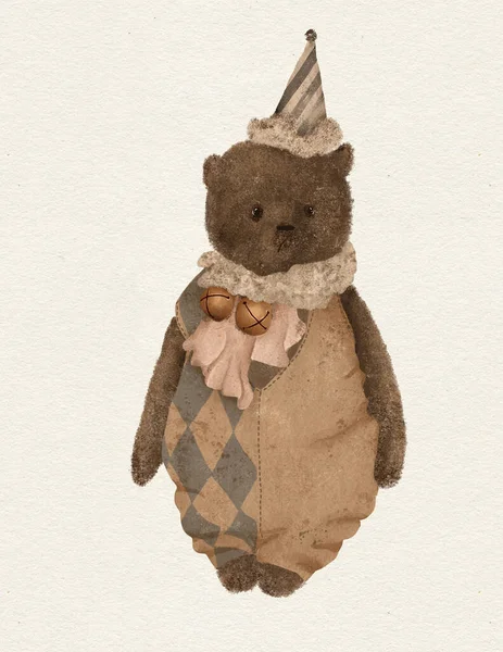 Детский Рисунок Плюшевого Медведя Циркового Животного — стоковое фото