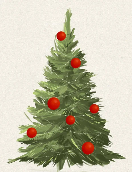 Noel Ağacı Çizimi Tatil Kartı Noel Köknarı — Stok fotoğraf