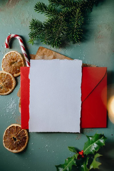 Maqueta Hoja Papel Con Textura Maqueta Tarjeta Navidad Fondo Navidad —  Fotos de Stock