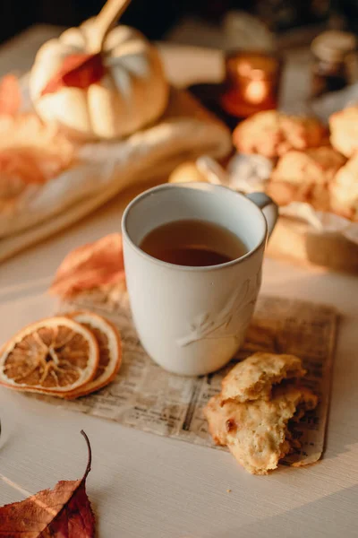 Food Photography Design Sweet Pastry Homemade Mug Hot Drink — Stock Photo, Image