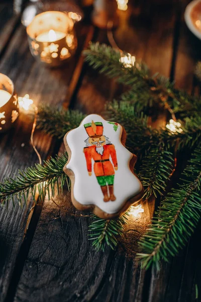 Christmas Painted Gingerbread Iced Gingerbread Nutcracker — Stock Photo, Image