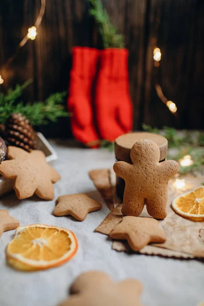 Christmas Cookies Gingerbread Homemade Cakes Christmas Food Photo Style — Stock Photo, Image