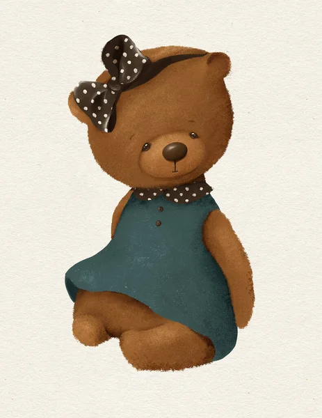 Teddy Bear Cute Animal Children Room Decoration Greeting Card Woodland — Stock Photo, Image