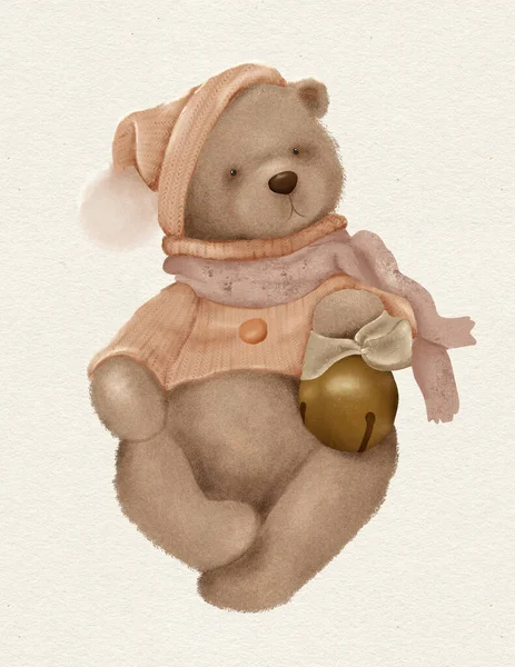 Teddybär Niedliches Tier Für Kinderzimmerdekoration Grußkarte Waldillustration — Stockfoto