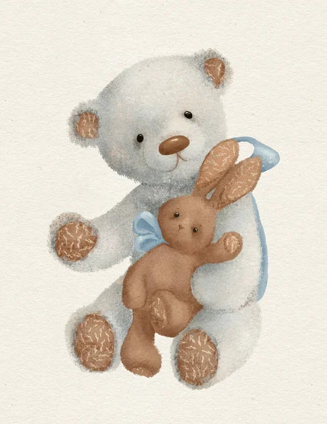 Teddy Maci Aranyos Állat Gyerekeknek Szoba Dekoráció Üdvözlőlap Erdők Illusztráció — Stock Fotó