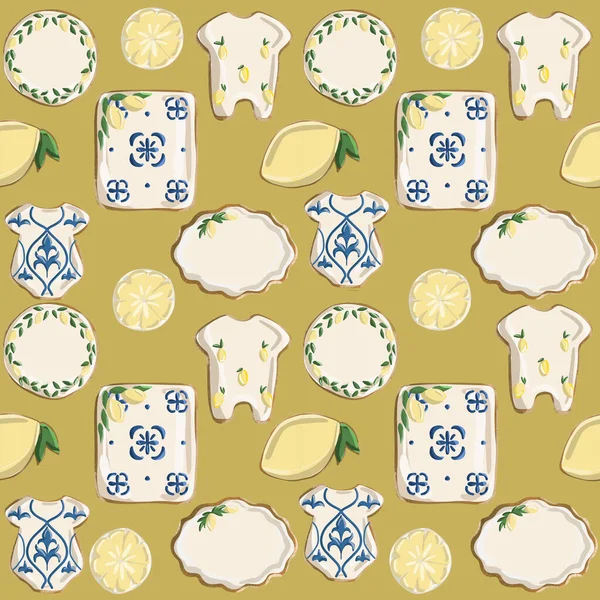 Süßes Gebäck Zum Kinderfest Mit Zitronen Bemalten Lebkuchen Lebkuchen Und — Stockfoto