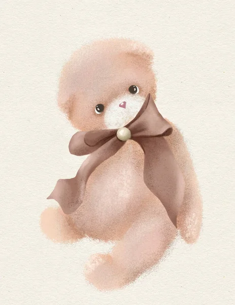 Teddy Maci Aranyos Állat Gyerekeknek Szoba Dekoráció Üdvözlőlap Erdők Illusztráció — Stock Fotó