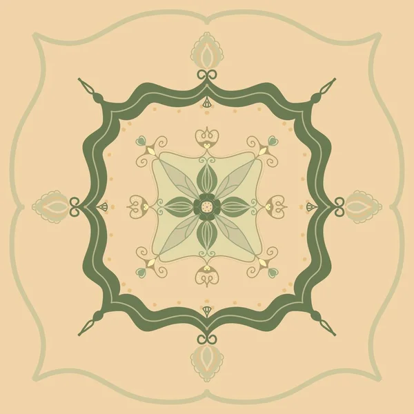 Mandala Disegno Quadrato Ornamento Nello Stile Indiano Modello — Foto Stock