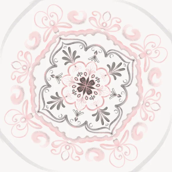 Desenho Mandala Quadrado Ornamento Estilo Indiano Padrão — Fotografia de Stock