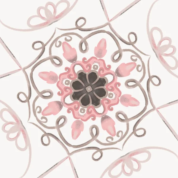 Desenho Mandala Quadrado Ornamento Estilo Indiano Padrão — Fotografia de Stock