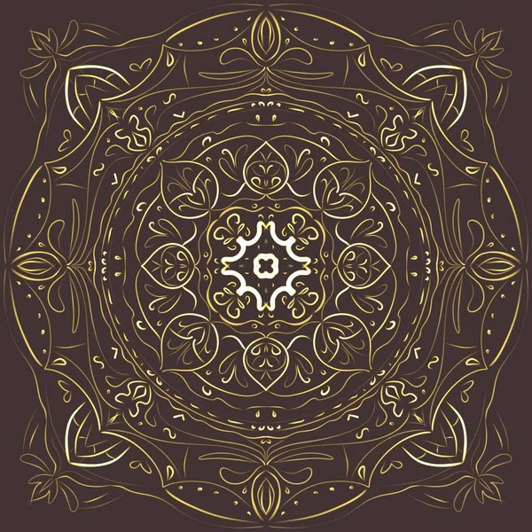 Drawing Mandala Neon Color Dark Background Ornament Indian Style —  Fotos de Stock