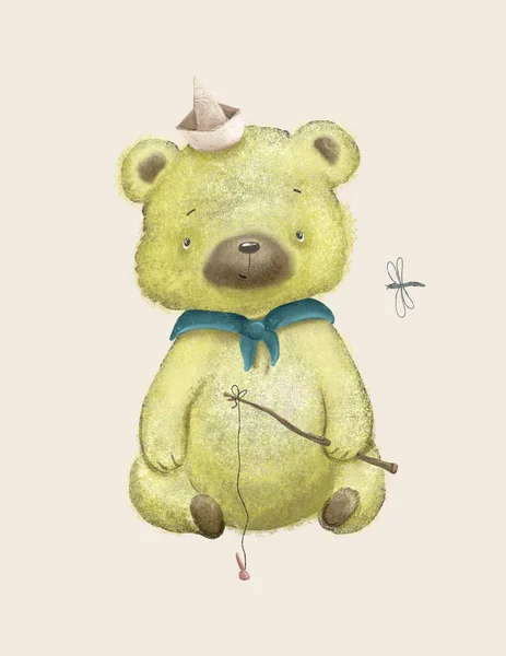 Teddy Bear Cute Animal Children Room Decoration Greeting Card Woodland — Stockfoto