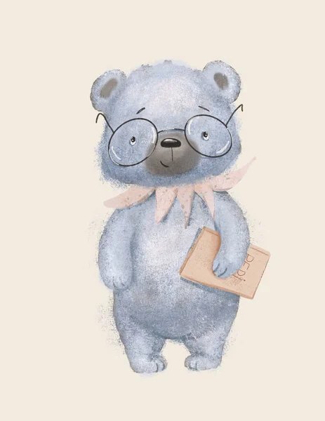 Teddy bear, cute animal for children\'s room decoration, greeting card, woodland illustration, cartoon bear
