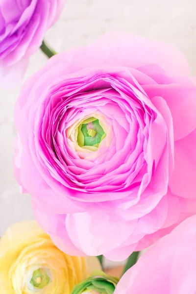 Decorative Paper Ranunculus Flowers Pastel Colors Wedding Decor — Foto Stock