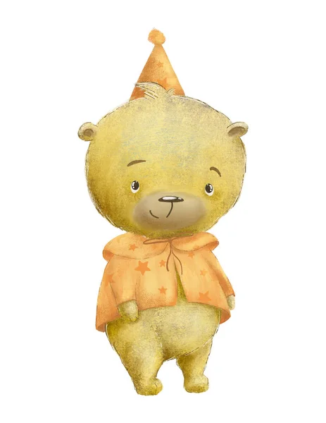 Bear cartoon drawing birthday, cute cute teddy bear, first birthday, illustration for children\'s book or nursery