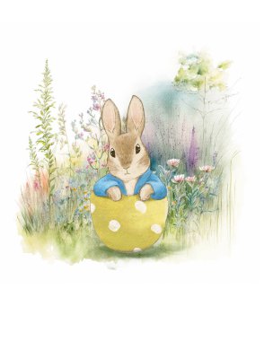 Easter card, Easter greeting card, Easter cartoon rabbit in pastel colors