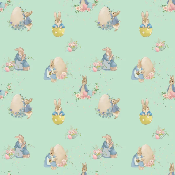 Easter Seamless Pattern Easter Pattern Easter Cartoon Rabbit Pastel Colors — Φωτογραφία Αρχείου