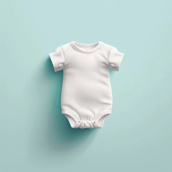 Mockup White Bodysuit Newborn Mockup Clothes Blue Background — 图库照片