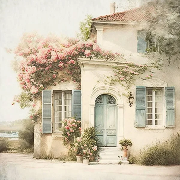 イタリア風のシャッター付きヴィンテージ古い家の図面 — ストック写真