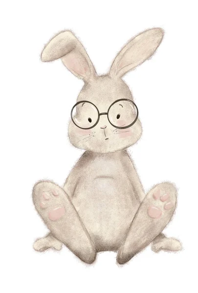 Hand Drawn Cute Cartoon Rabbit Glasses Funny Hare Glasses — Stok fotoğraf