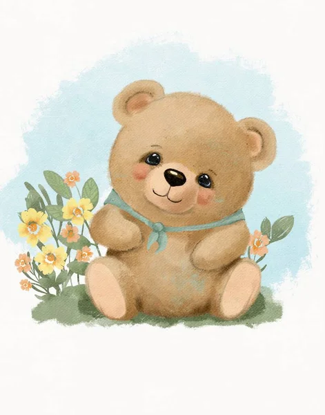 Ілюстрація Милий Дитячий Ведмідь Лісовий Дикий Ведмідь Тварин Приголомшлива Тварина — стокове фото