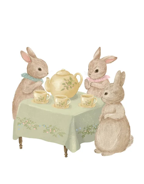 Pastel Klasik Tavşan Çizimi Paskalya Tavşanı Pejmürde Şık Çizimler — Stok fotoğraf
