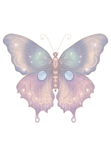 Motýlí Pastelový Vinobraní Kresba Motýlí Křídla — Stock fotografie