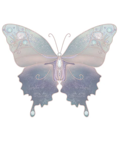 Vlinder Pastel Vintage Tekening Vlinder Vleugels — Stockfoto
