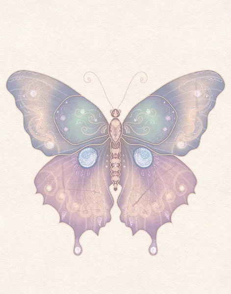 Farfalla Pastello Disegno Vintage Ali Farfalla — Foto Stock