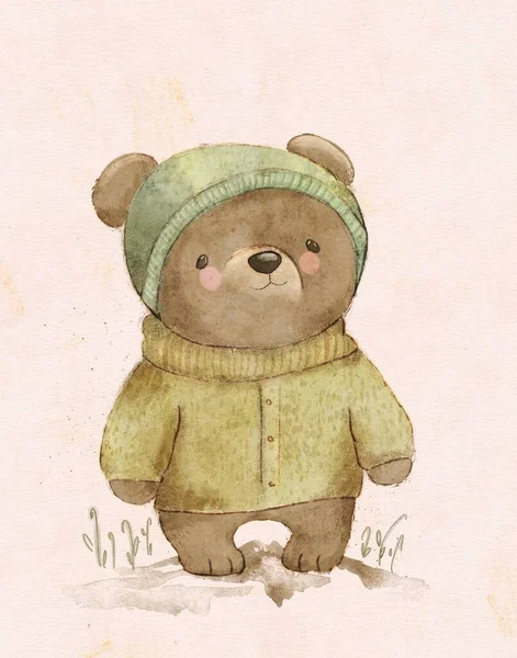 かわいいクマのイラスト 森の野生動物クマ 素晴らしい動物 漫画クマ — ストック写真