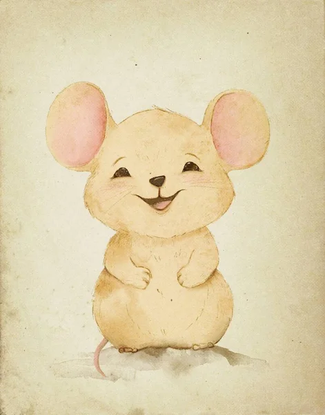 Рисунок Пастельных Винтажных Мышей Симпатичное Детское Животное Детская Открытка День — стоковое фото
