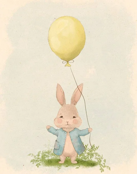 Pastelowy Rysunek Króliczka Vintage Królik Wielkanocny Leśne Zwierzę Ilustracja Dziecięcego — Zdjęcie stockowe