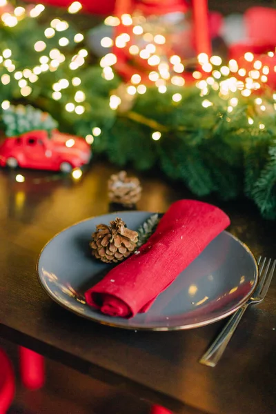 Weihnachten Küche Dekor Klassischen Weihnachtsfarben Rot Und Grün Dekor — Stockfoto