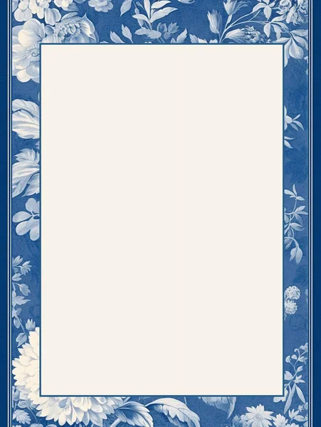 Французский Цветочный Игрушечный Голубой Пригласительный Билет Свадьбу Пустым Пространством Написания — стоковое фото