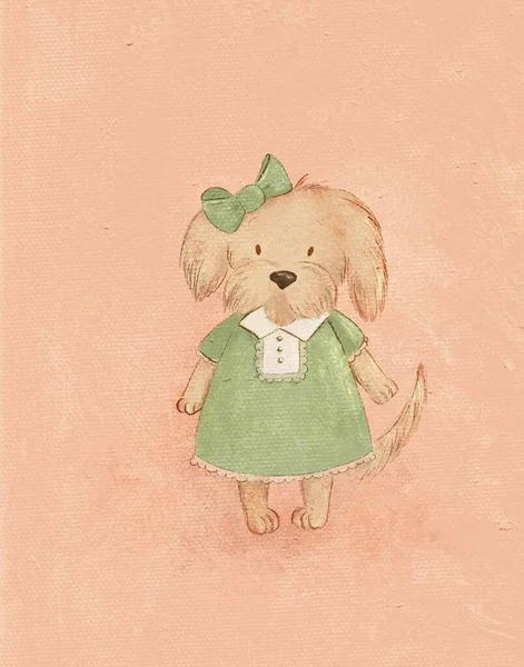 Drawing of a cute pet dog in pastel colors