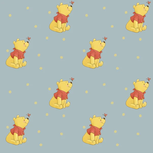 Winnie Pooh Baby Bear Illustration Children Party Pattern Stock Picture
