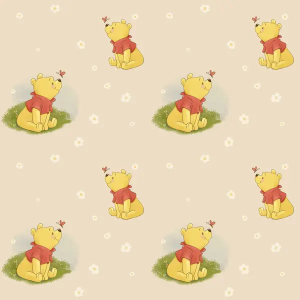 Winnie Pooh Baby Bear Illustration Children Party Pattern Stock Photo