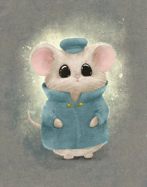 Illustration of a cute rodent, mouse with a heart, illustration for children