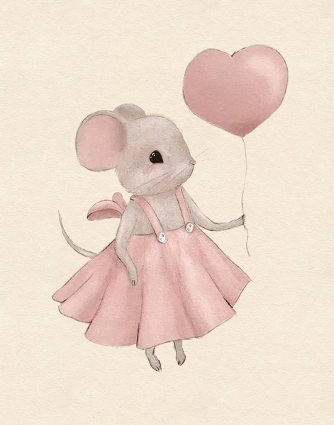 バレンタインデーのイラスト ハート付きマウス ロイヤリティフリーのストック画像
