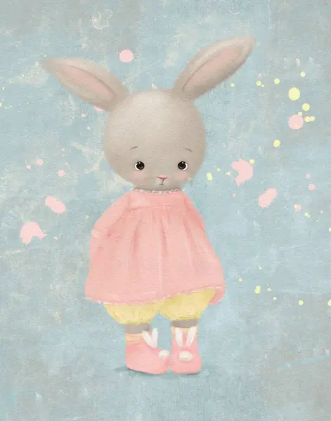 Cute bunny illustration, bunny holiday invitation