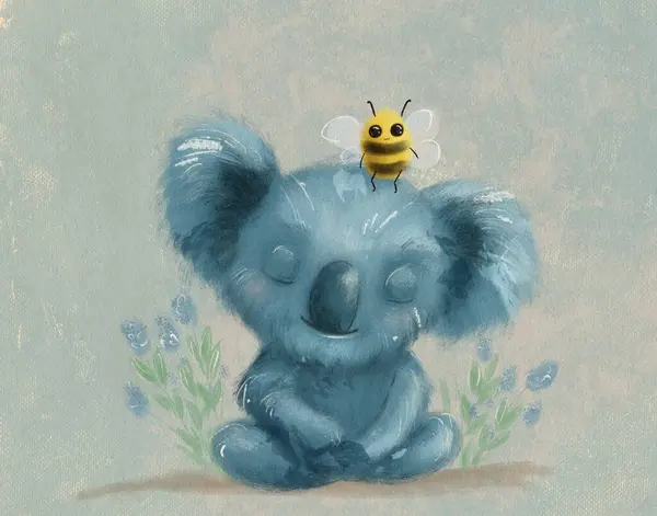 Cartoon animal illustration, cute koala