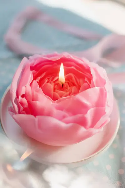 Wax Candle Shape Pink Flower Royalty Free Stock Images