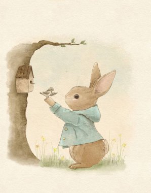Woodland Suluboya Hayvan Bebek Elbiseleri Kumaşı ve Albüm, bebek partisi davetiyesi, tebrik kartı, duvar sanatı, kartpostal